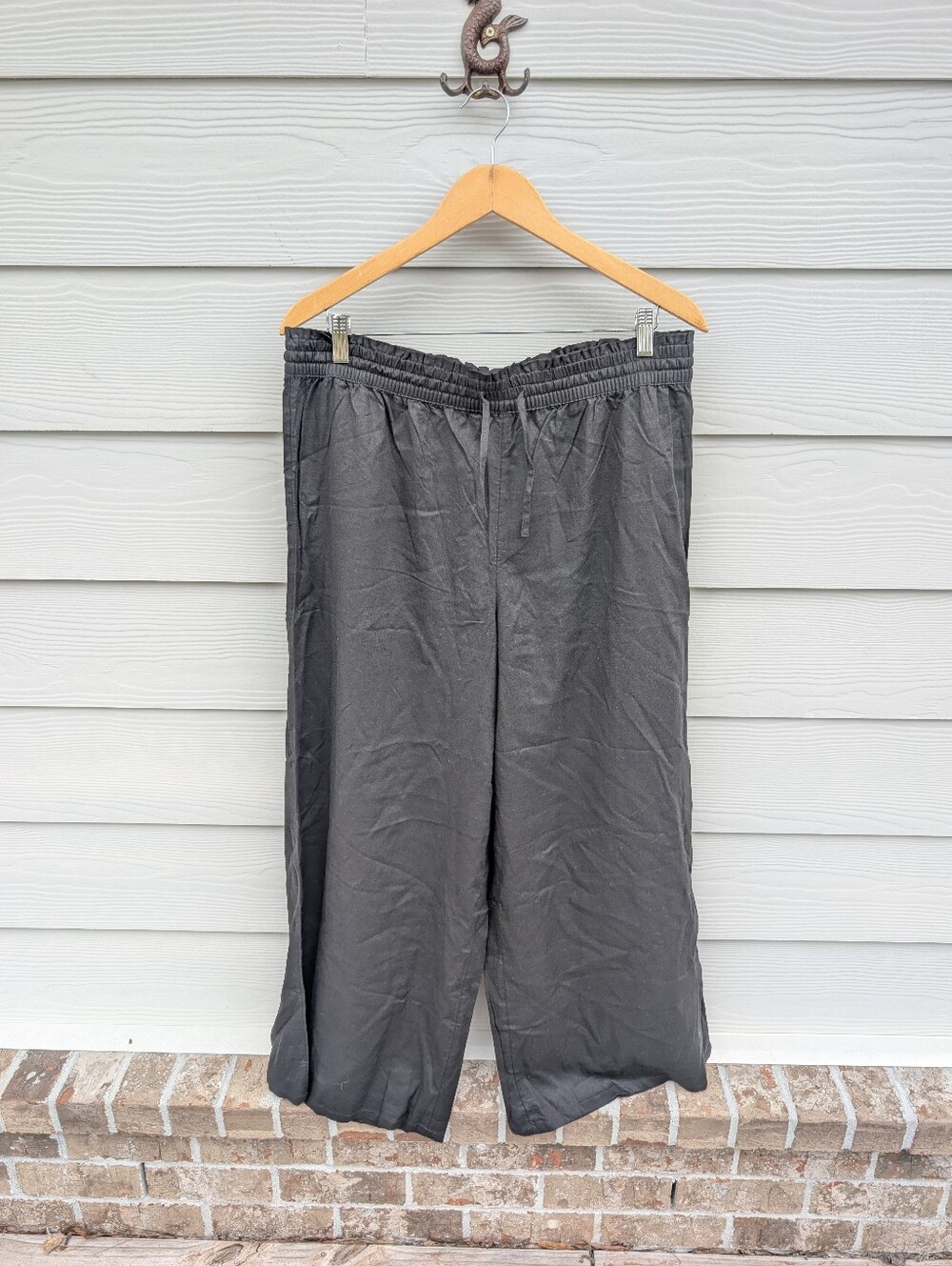 Calia Pants NWT Size L Black Coverup High Waist Wide Leg Elastic Beach Vacation